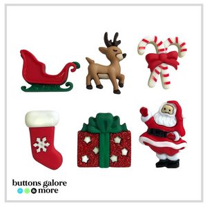 Christmas Buttons x 6 | Christmas Eve (Buttons Galore & More)