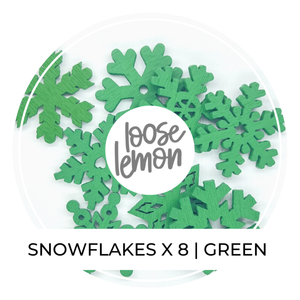 Wooden Snowflakes | Green X 8 Pieces