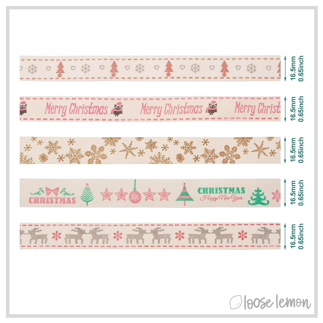 Rustic Ribbon x 1.8m (Merry Christmas Owl)