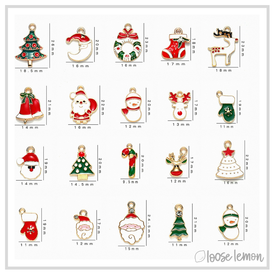 Christmas Enamel Charms x 20 | (SET D)