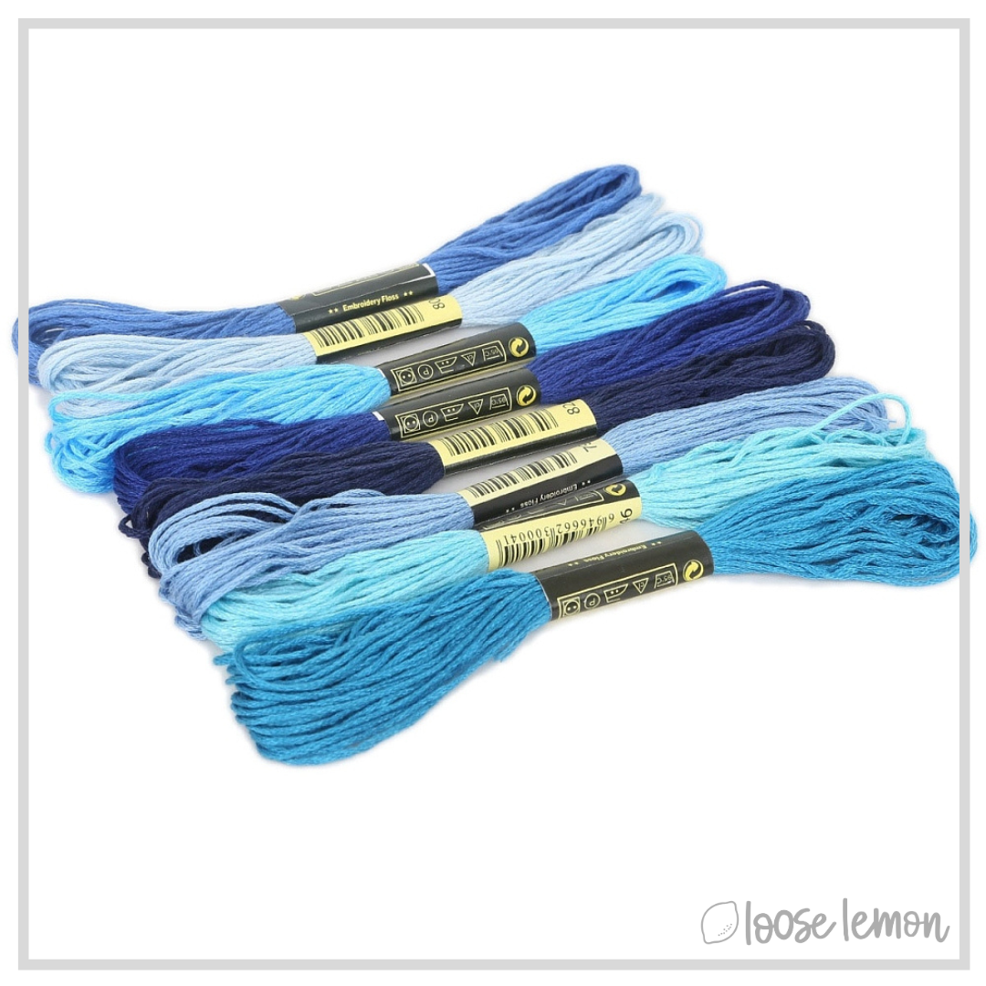 Embroidery Thread Set | 8 Pieces (Blues)