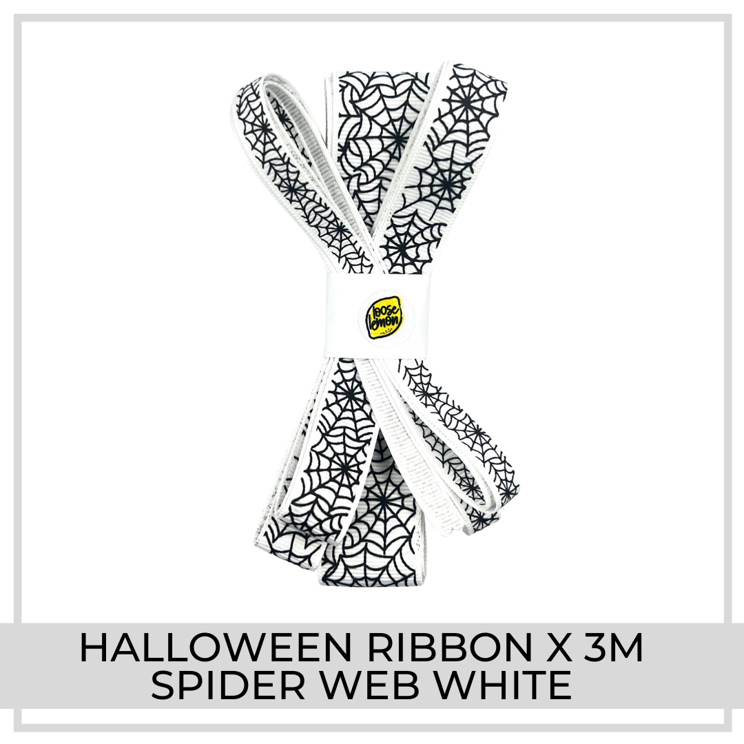 Halloween Ribbon x 3m (Spider Web White)