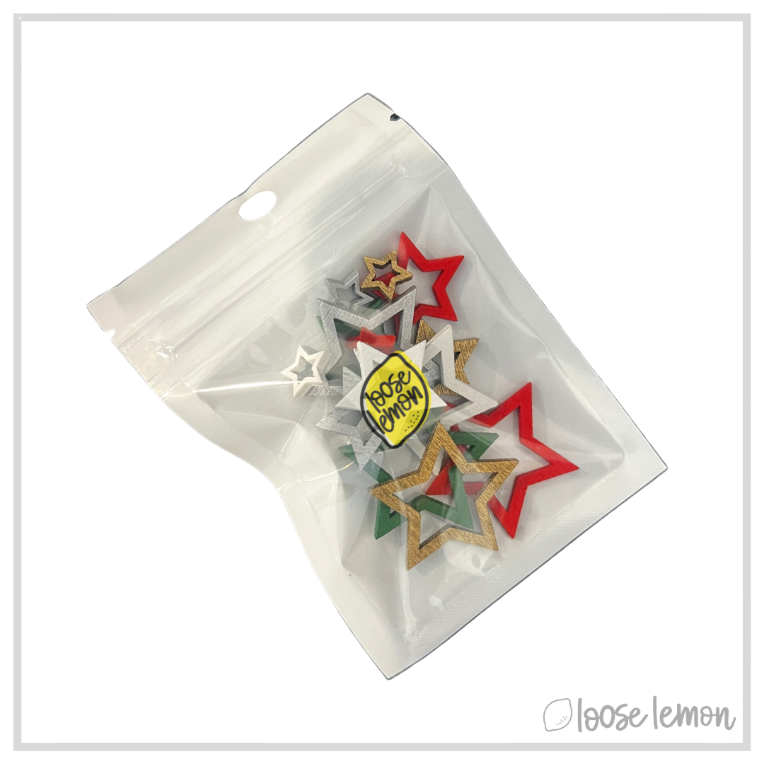Wooden Holiday Stars x 12