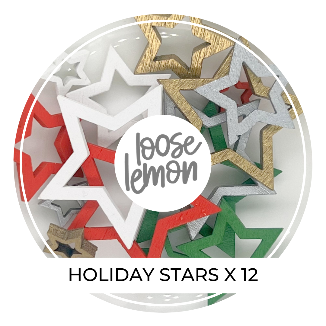 Wooden Holiday Stars x 12