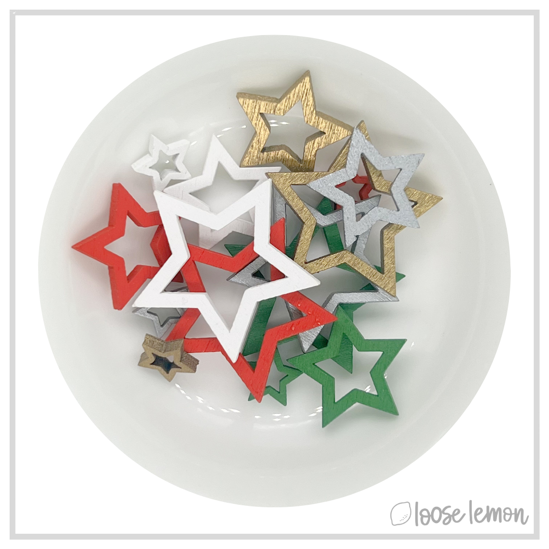 Wooden Holiday Stars x 12