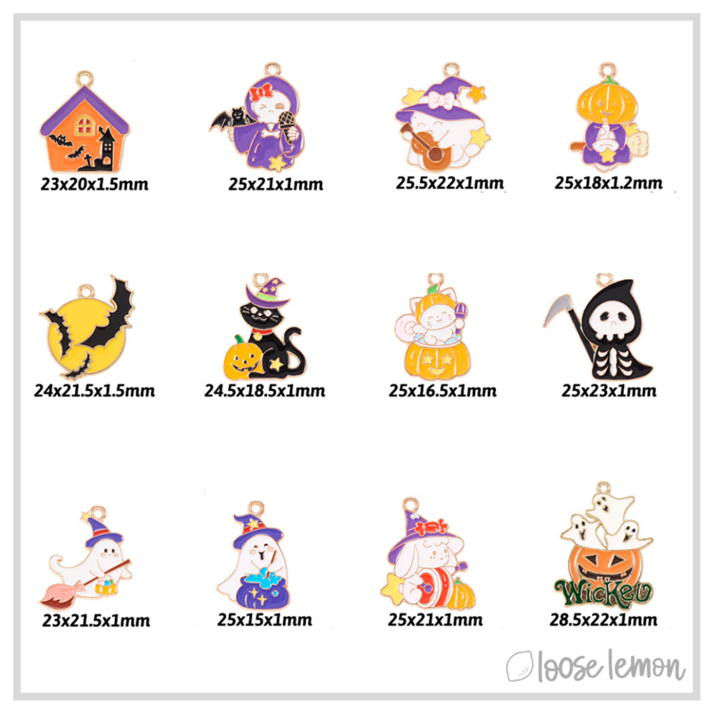 Halloween Enamel Charms x 12 | Fun Ghosts & More!