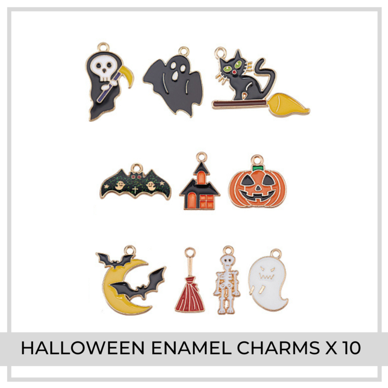 Halloween Enamel Charms x 10 | Ghosts, Bats, Witches & More!