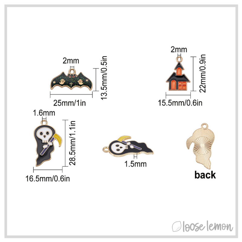 Halloween Enamel Charms x 10 | Ghosts, Bats, Witches & More!