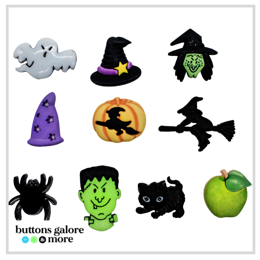 Halloween Buttons x 10 | Witchcraft (Buttons Galore & More)