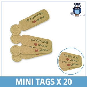 Handmade With Love Mini Tags x 20 | Kraft