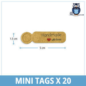 Handmade With Love Mini Tags x 20 | Kraft