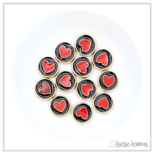 Enamel Hearts x 12 | Black