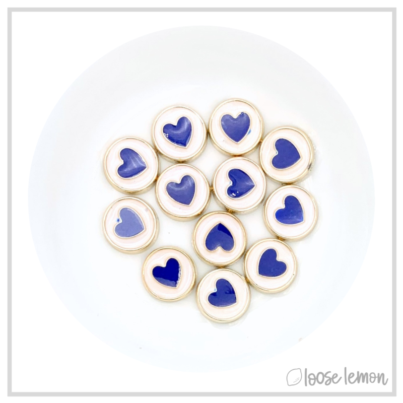 Enamel Hearts x 12 | Navy