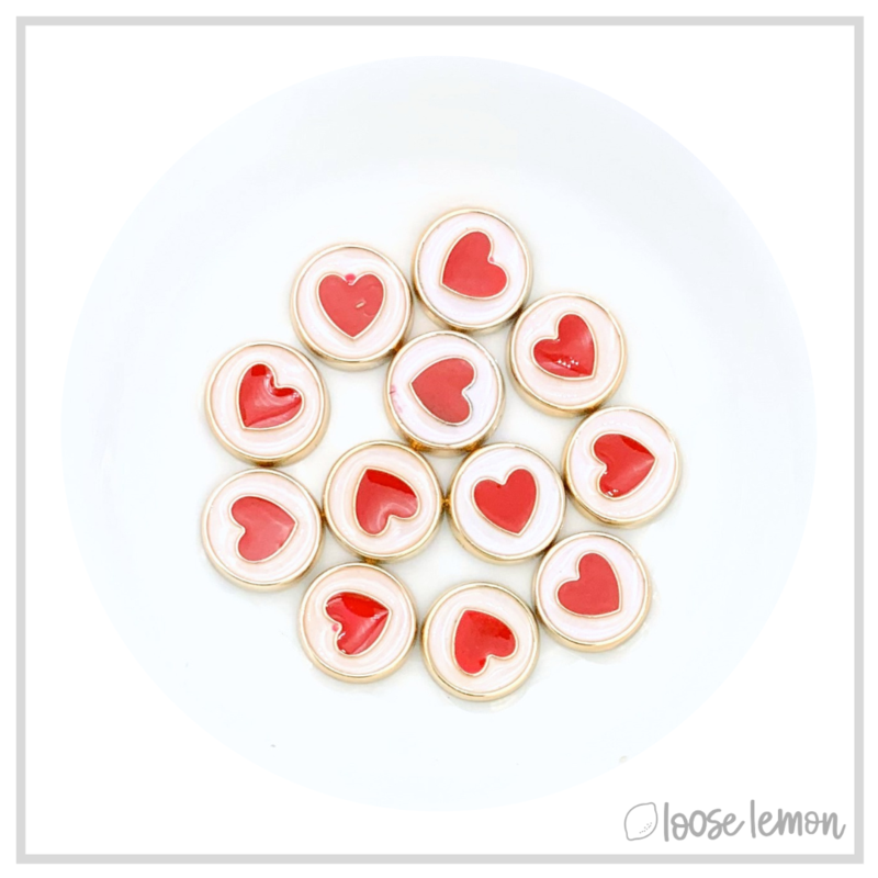 Enamel Hearts x 12 | Red