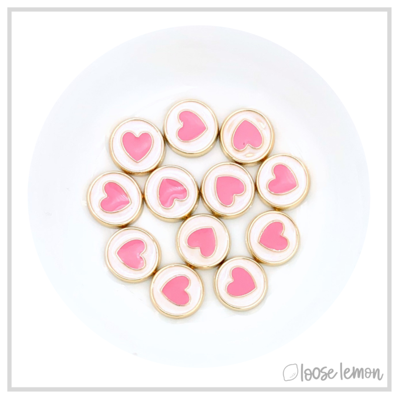 Enamel Hearts x 12 | Pink