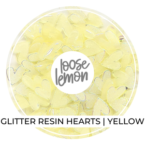 Glitter Resin Hearts | Yellow