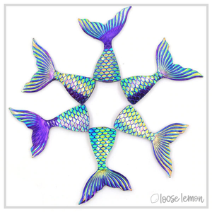 Resin Mermaid Tails x 6 Purple |  Color 7