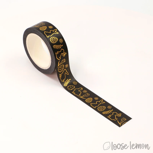 Gold Black Easter Bunnies - Washi Tape (10M)