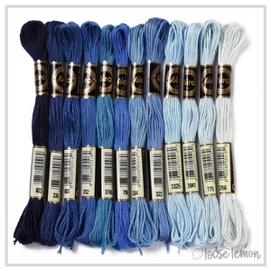 Embroidery Thread Set | 12 Pieces (Blues)