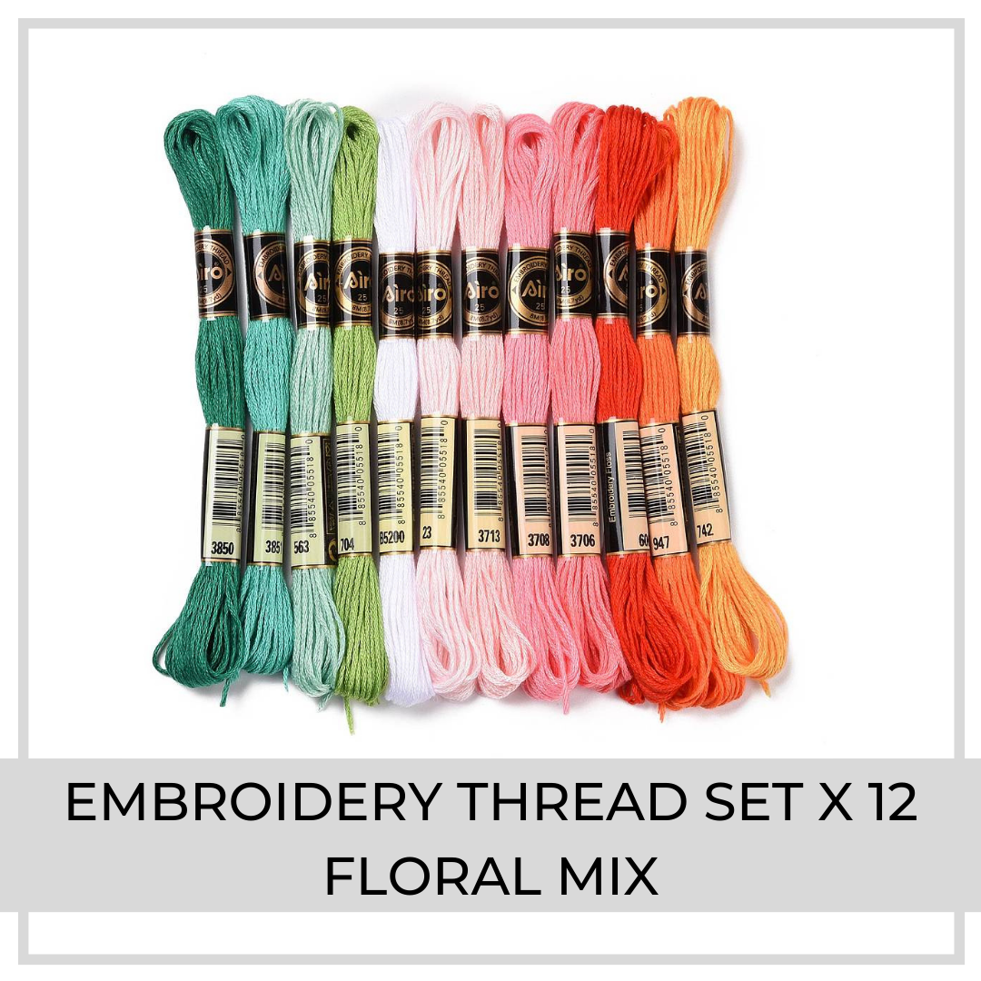 Embroidery Thread Set | 12 Pieces (Floral Mix)