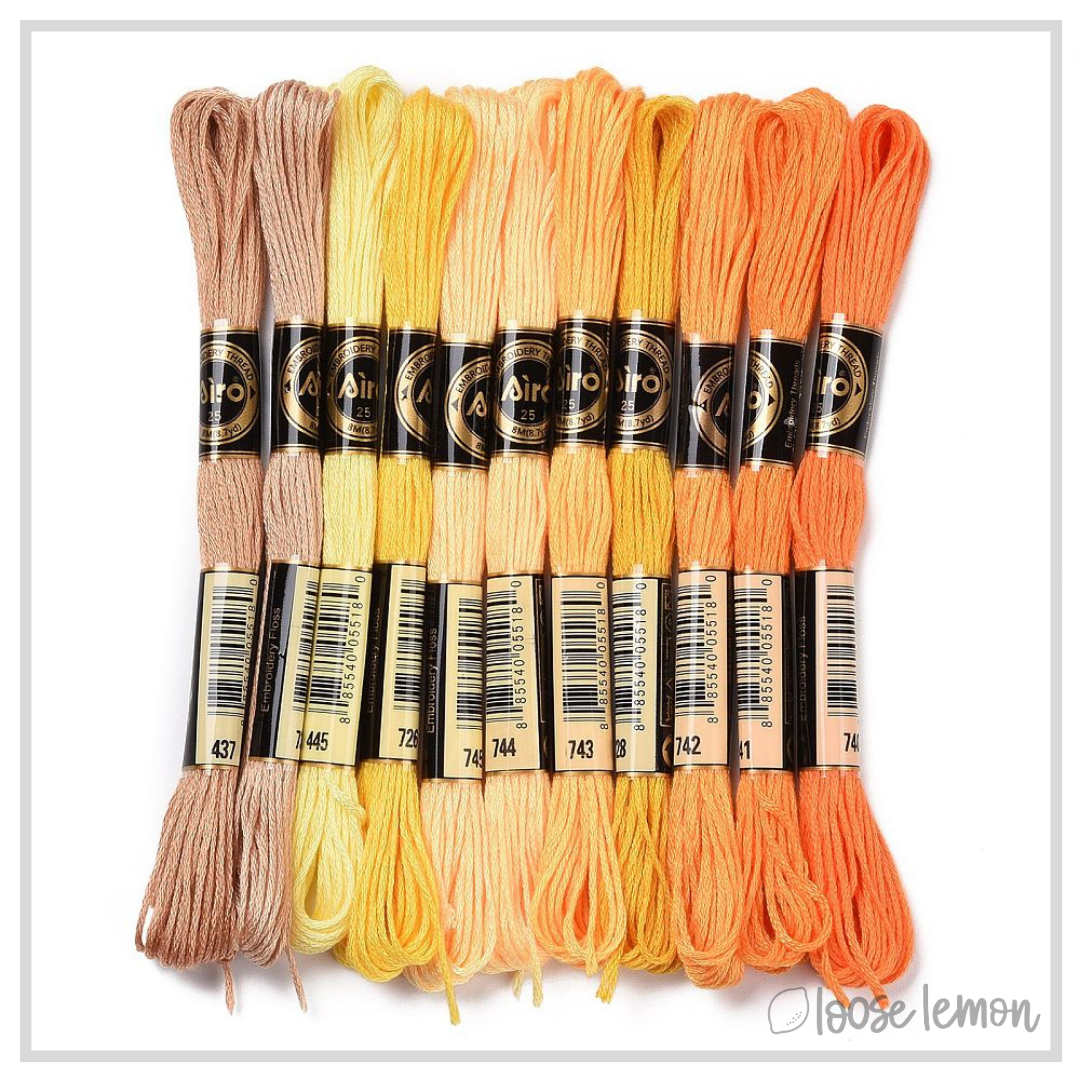 Embroidery Thread Set | 11 Pieces (Yellow/Orange)