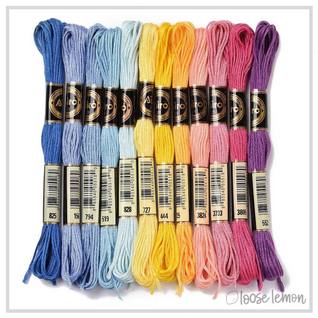 Embroidery Thread Set | 12 Pieces (Warm Mix)