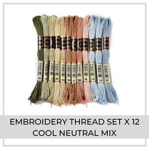 Embroidery Thread Set | 12 Pieces (Cool Neutral Mix)