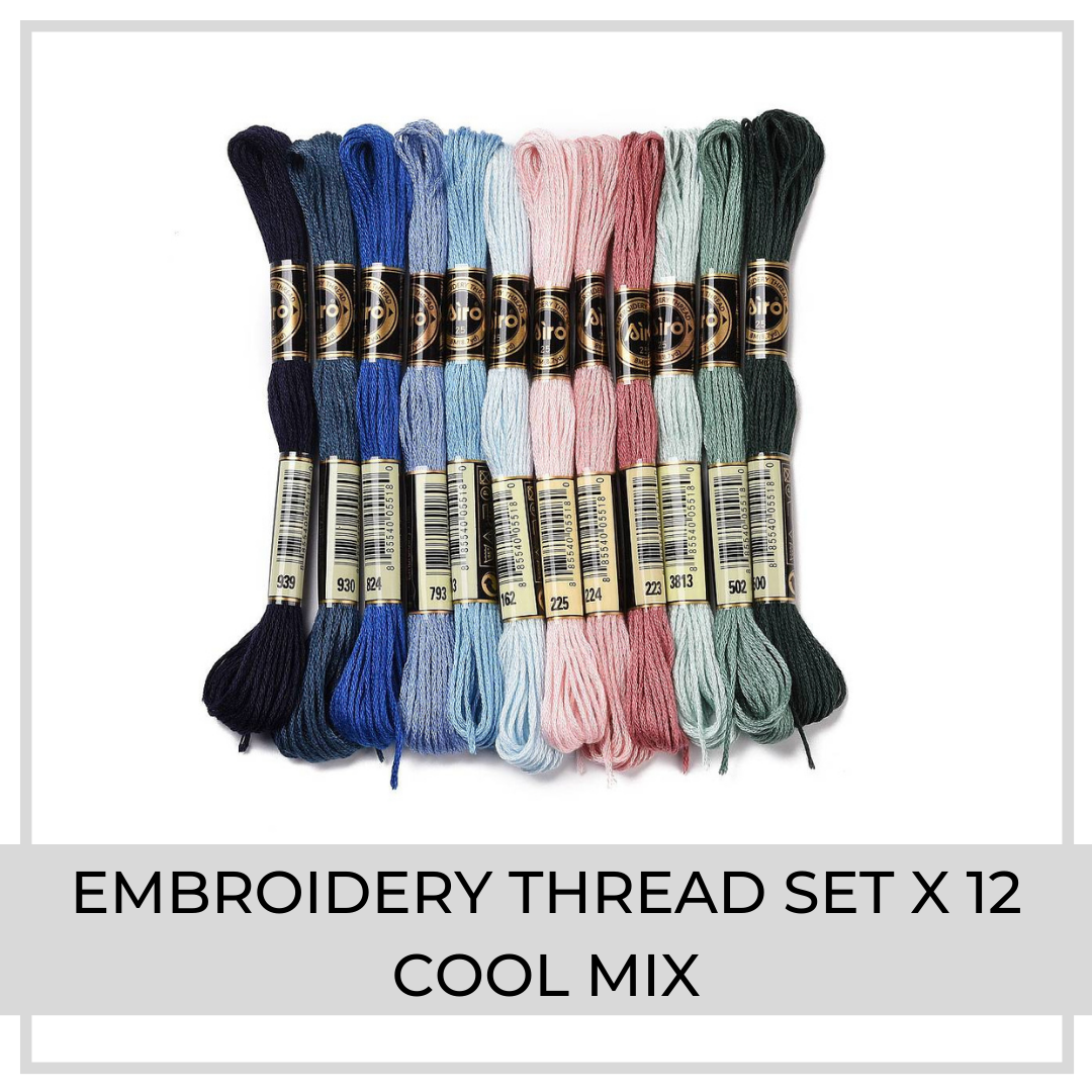 Embroidery Thread Set | 12 Pieces (Cool Mix)