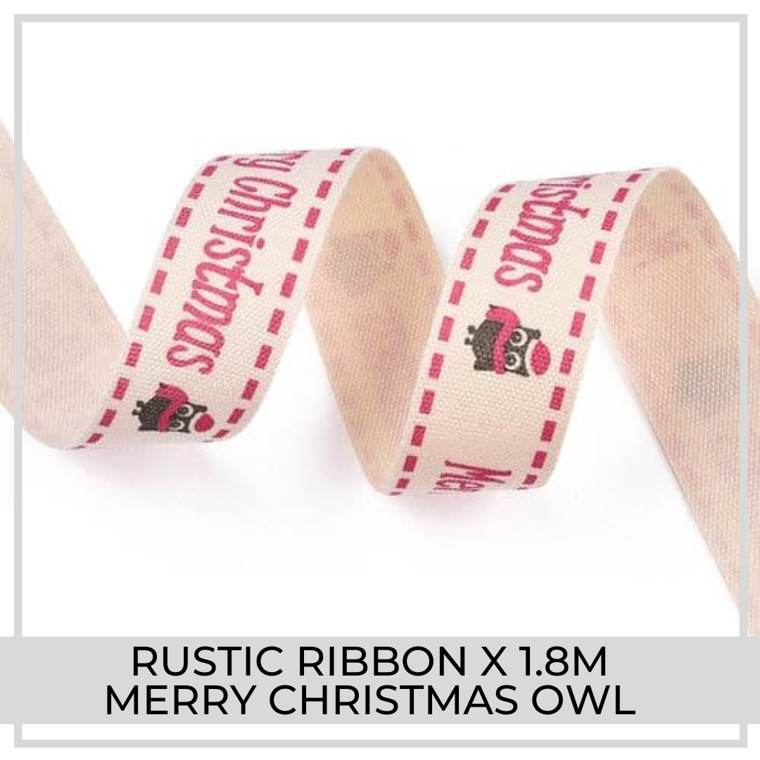 Rustic Ribbon x 1.8m (Merry Christmas Owl)