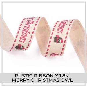 Rustic Ribbon x 1.8m (Merry Christmas Owl)