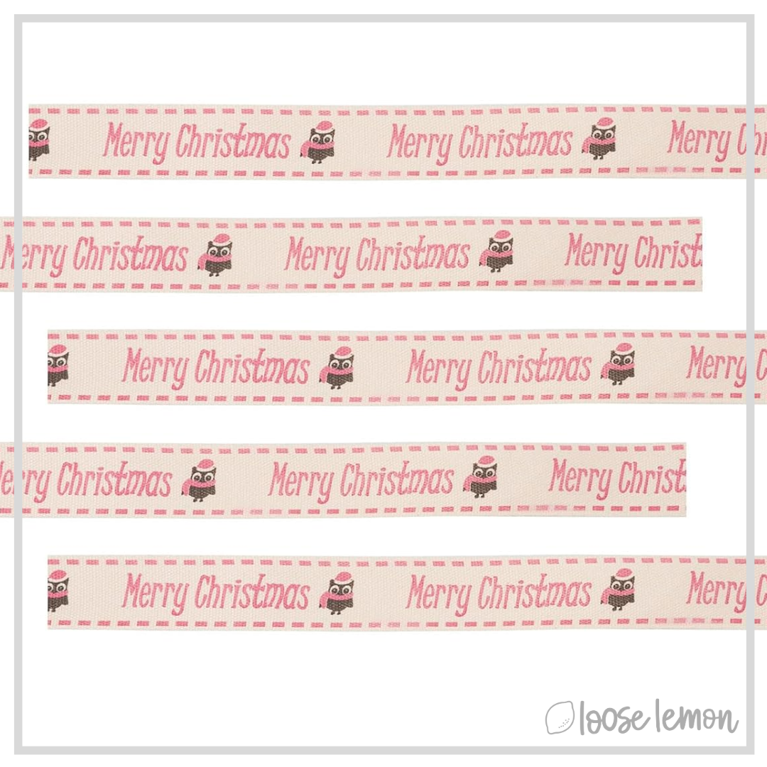 Rustic Ribbon x 1.8m (Merry Christmas Owl)
