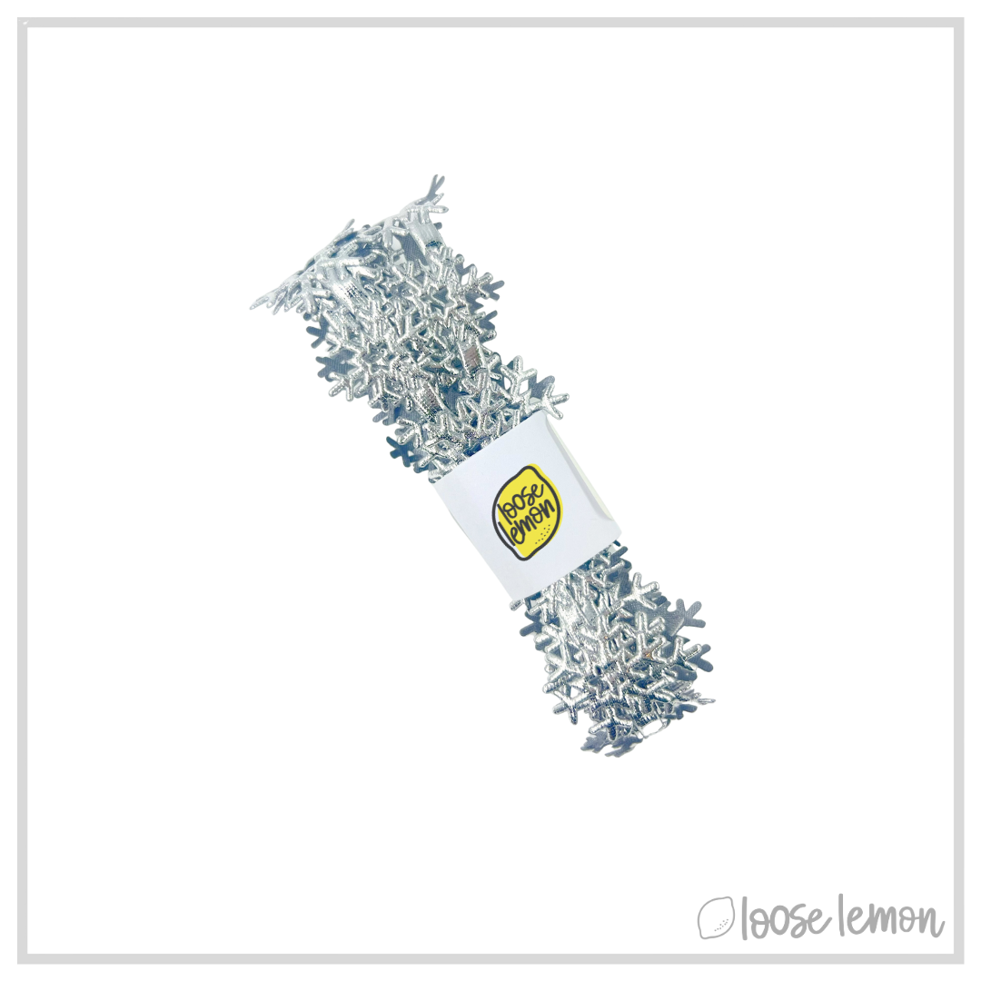 Snowflake Ribbon (1m) | Metallic Silver