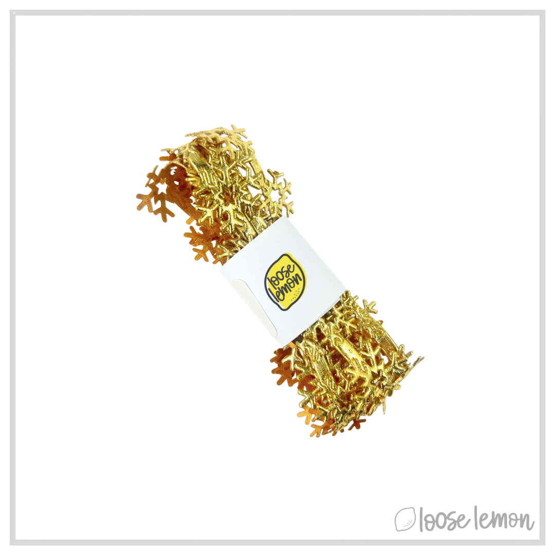 Snowflake Ribbon (1m) | Metallic Gold