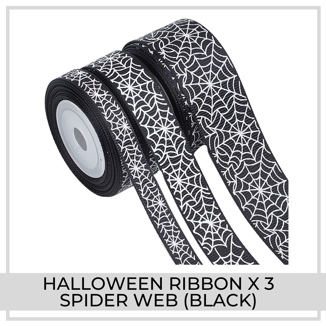 Halloween Ribbon x 3 Spools (Spider Web Black)