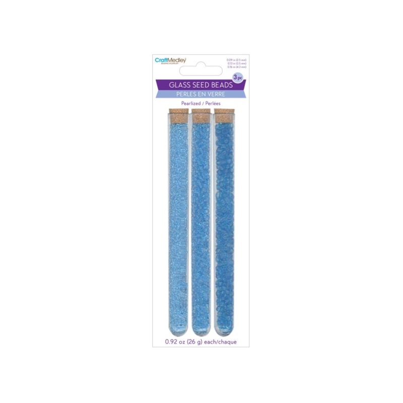 Craft Medley Glass Seed Beads (Blues Pearlized)