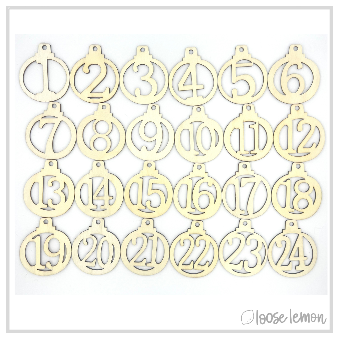 Wooden Advent Numbers x 24