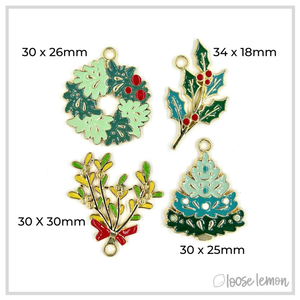 Christmas Floral Enamel x 4