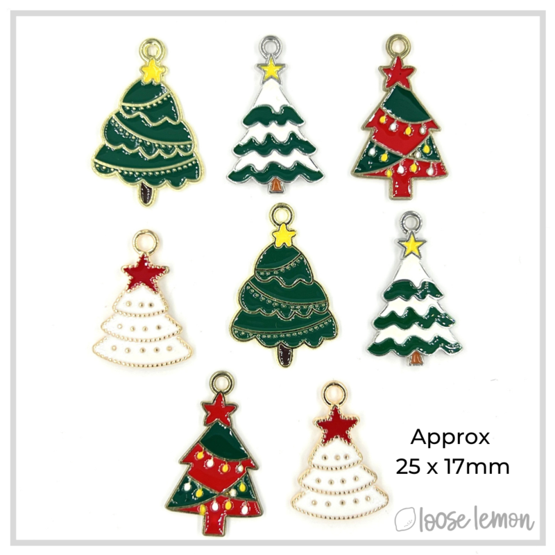 Christmas Enamel Trees x 6