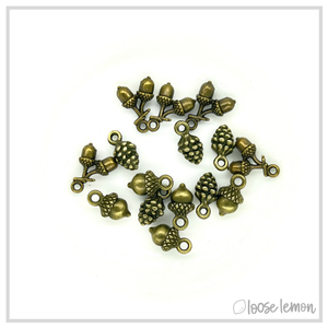 Cones & Acorns Bronze Charms x 15