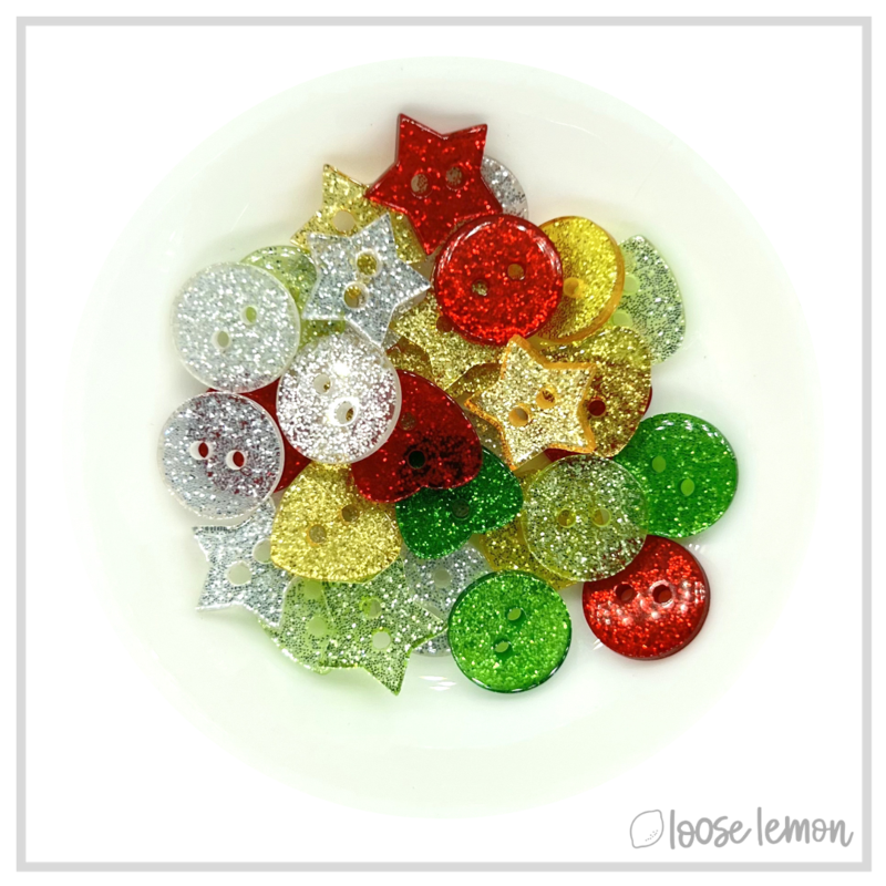 Christmas Glitter Buttons X 30