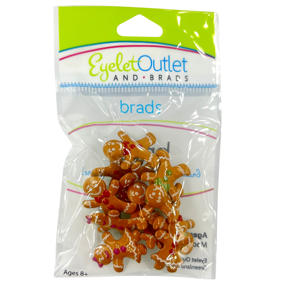 Christmas Gingerbread Brads x 12 | Eyelet Outlet