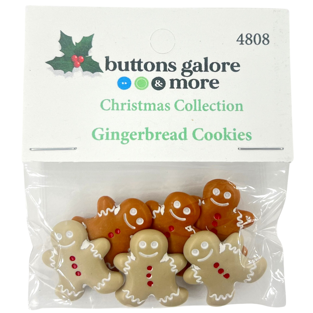 Christmas Buttons x 6 | Gingerbread Cookies (Buttons Galore & More)