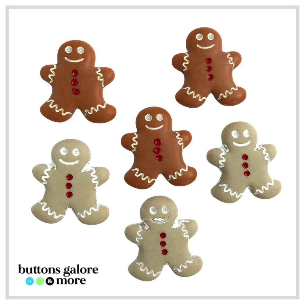 Christmas Buttons x 6 | Gingerbread Cookies (Buttons Galore & More)