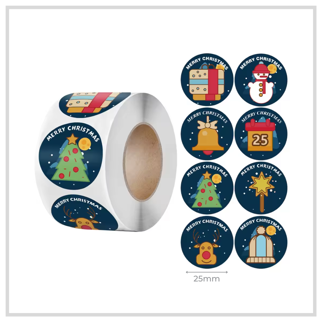 100 Navy Christmas Thank-You 1" Stickers/Seals