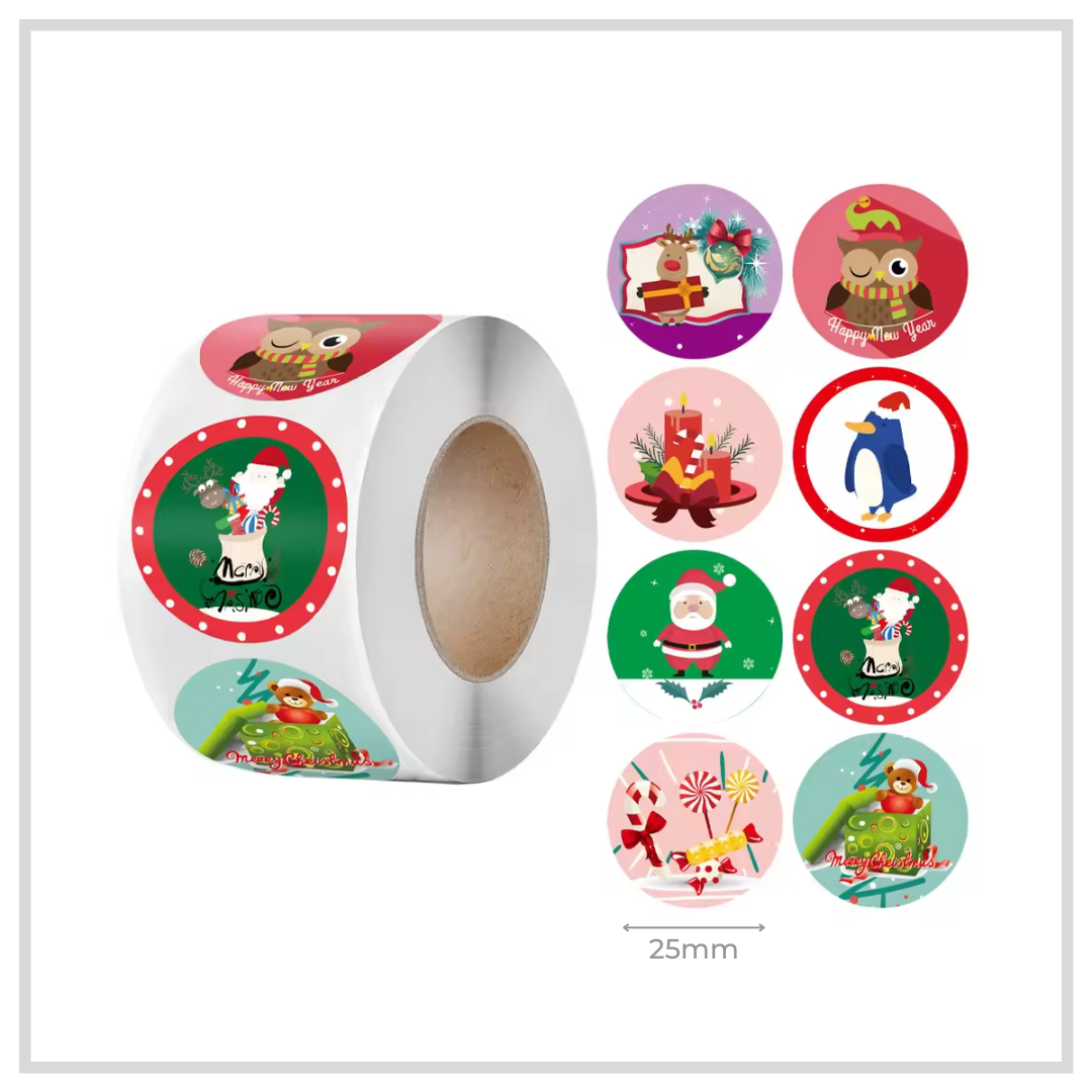 100 Colorful Christmas Thank-You 1" Stickers/Seals