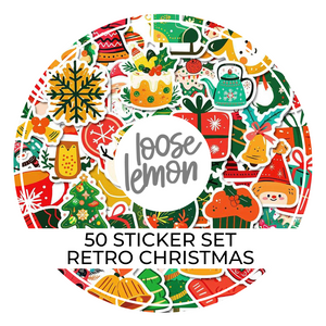 50 Sticker Set | Retro Christmas