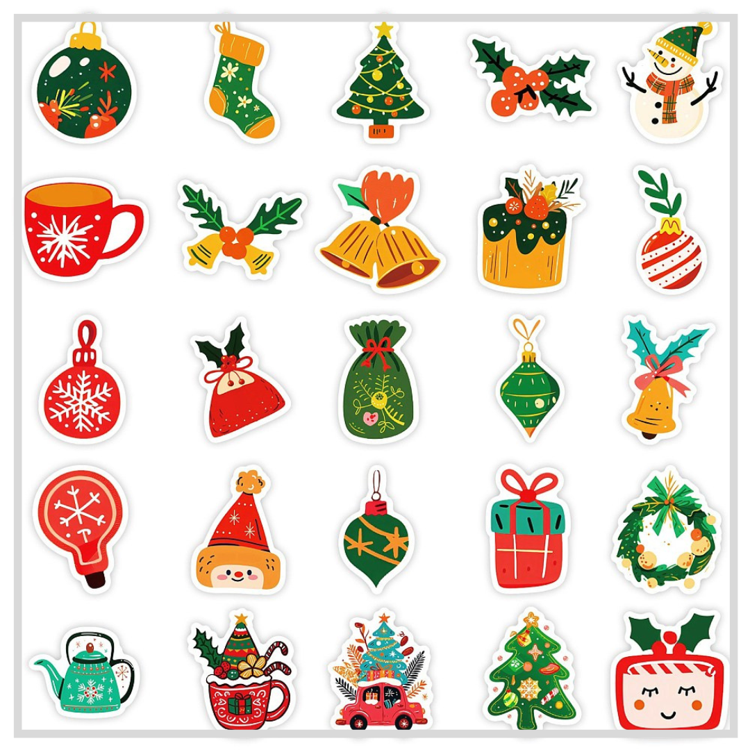 50 Sticker Set | Retro Christmas