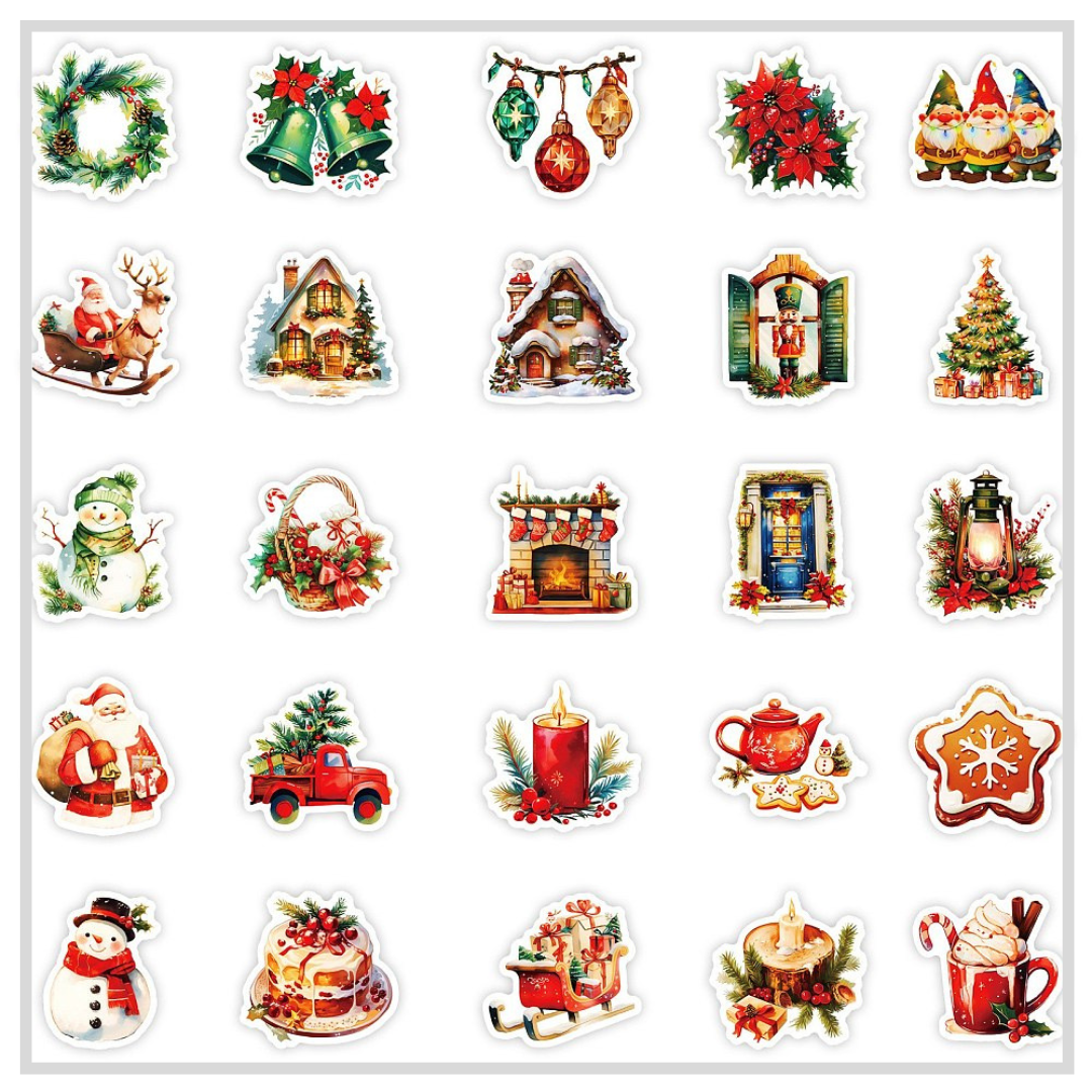 50 Sticker Set | Vintage Christmas