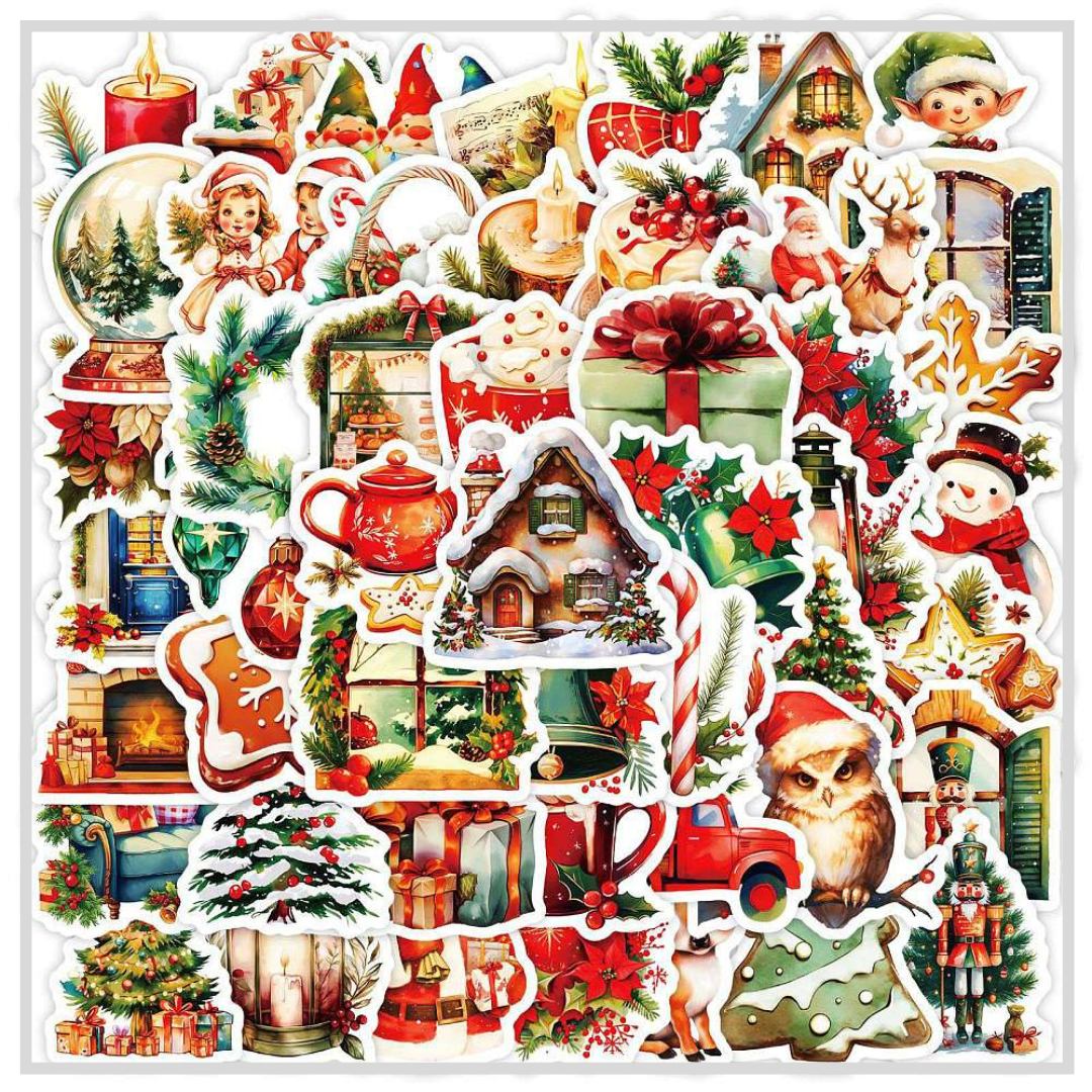 50 Sticker Set | Vintage Christmas