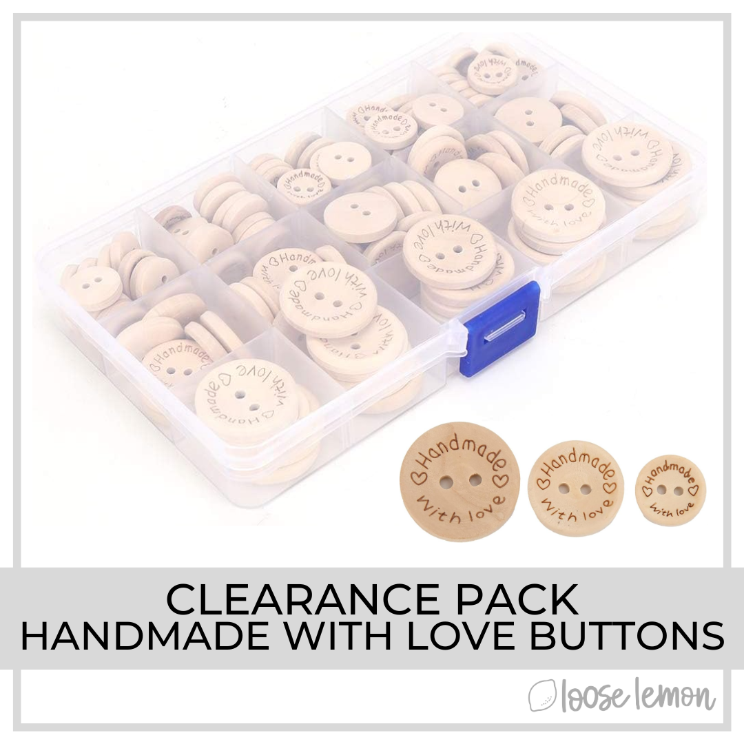CLEARANCE: Box of Handmade With Love Buttons x 150